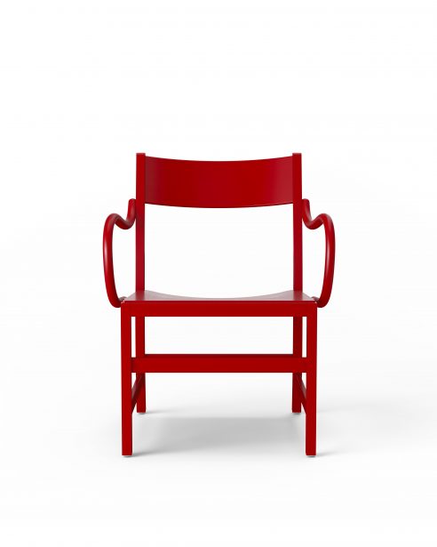 waiter xl easy chair RED PAINTED BEECH